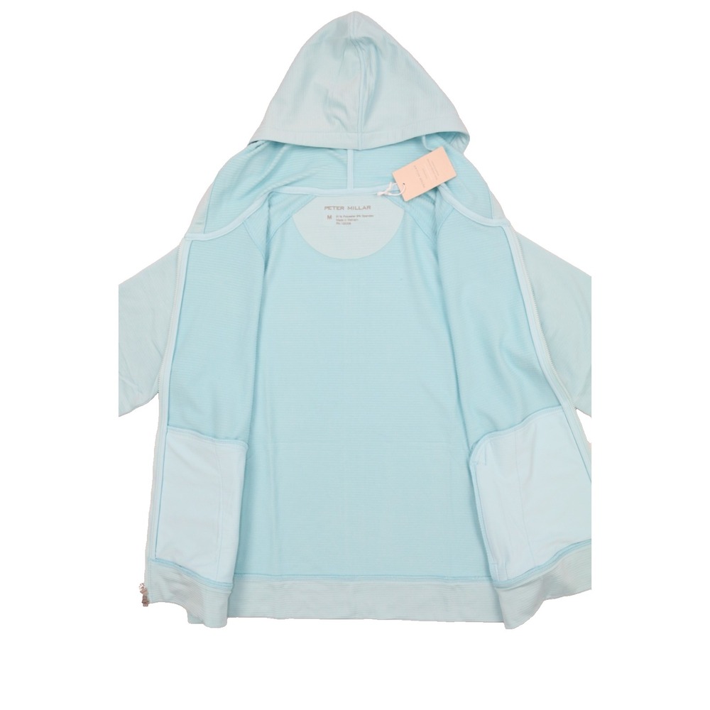 Peter Millar Beaumont Full Zip Hoodie Jacket Womens Medium Teal Golf Perfomance - Picture 11 of 16